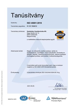 ISO 45001 HU munkavédelem